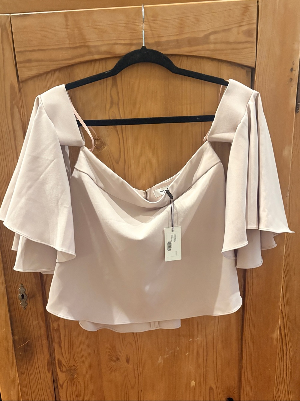 NWT Milly Off-Shoulder Ruffle Sleeve Blouse in Light Blush Sz 0